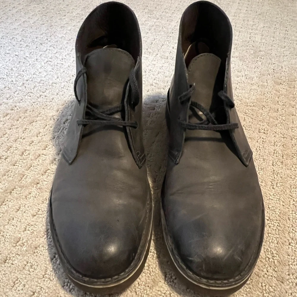 Clarks Black Leather Chukka Boots